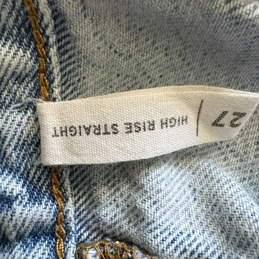 PacSun High Rise Straight‎ Leg Jeans Women's Size 27 Light Wash Denim Blue Flaw - Picture 9 of 16